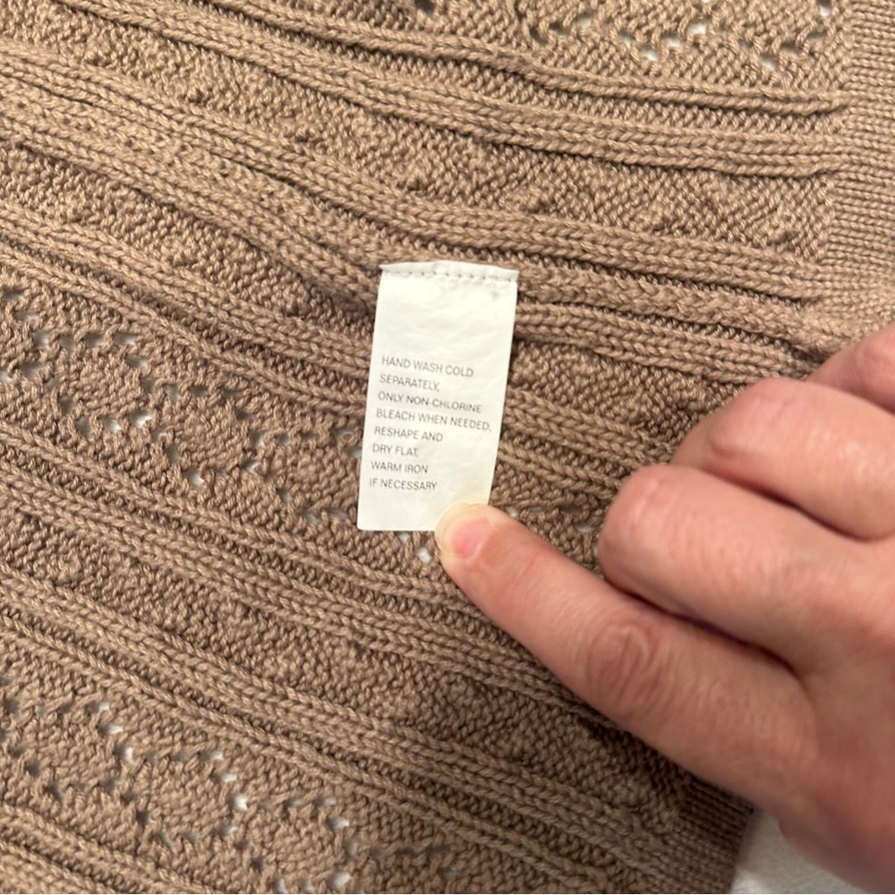JEANNE PIERRE Light Brown Open-Front‎ Cardigan M 100% Cotton - Picture 7 of 9